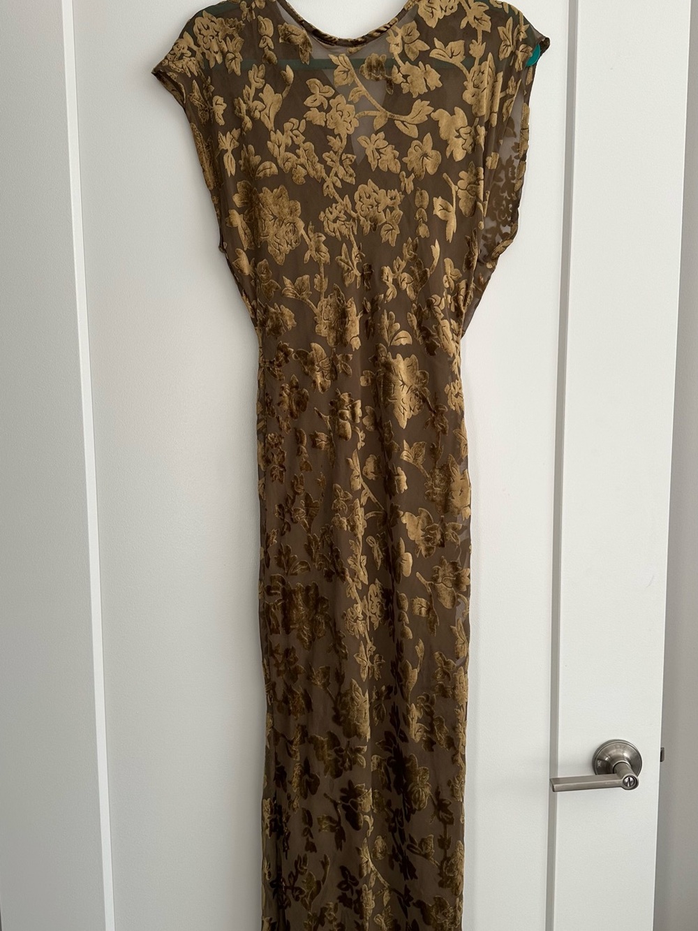 ASOS Design: Olive and Gold Floral Maxi Dress